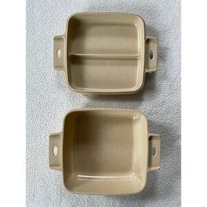 LittonWare 1 Qt Casserole & Divided Dish Tan Speckled Microwave Oven Safe Set